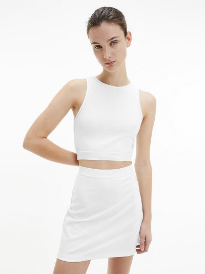 Calvin Klein Ruhák HU868602 | Calvin Klein Milano Jersey Cropped Női Trikó Világos Fehér